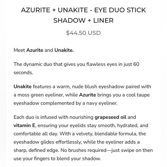 NIB Pear Nova Eye Duo Stick Shadow + Liner in Azurite & Unakite (2 duo sticks) - Picture 3 of 8